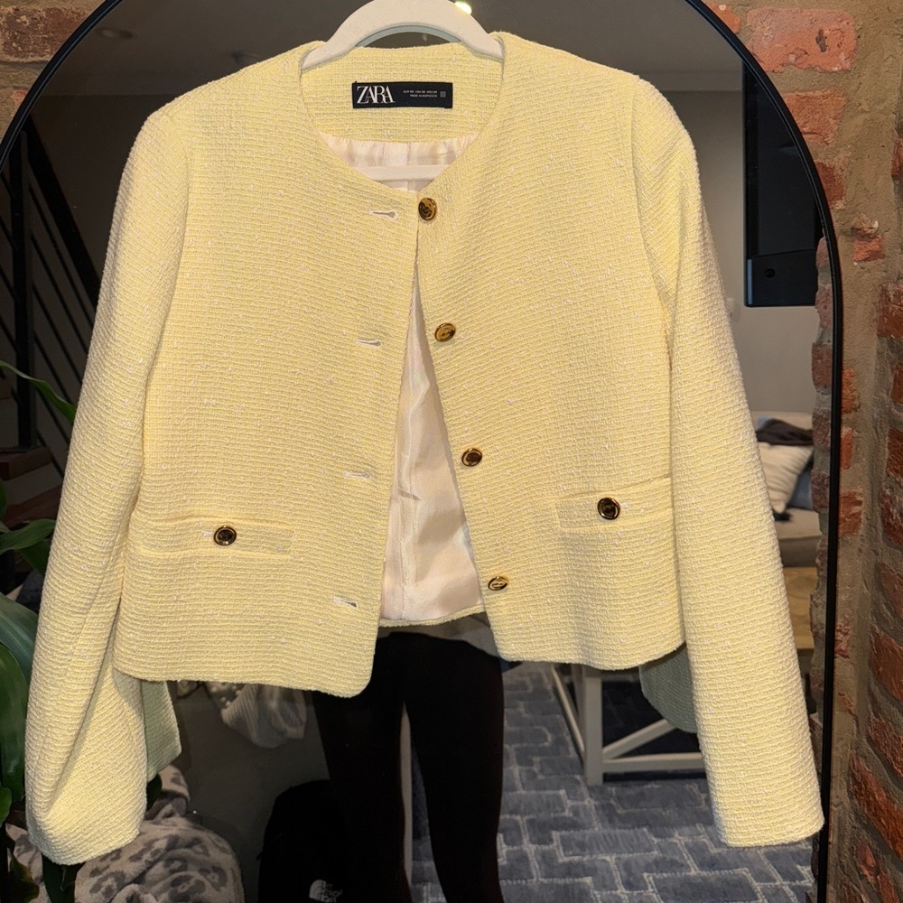 Zara Women's butter yellow Textured Blazer